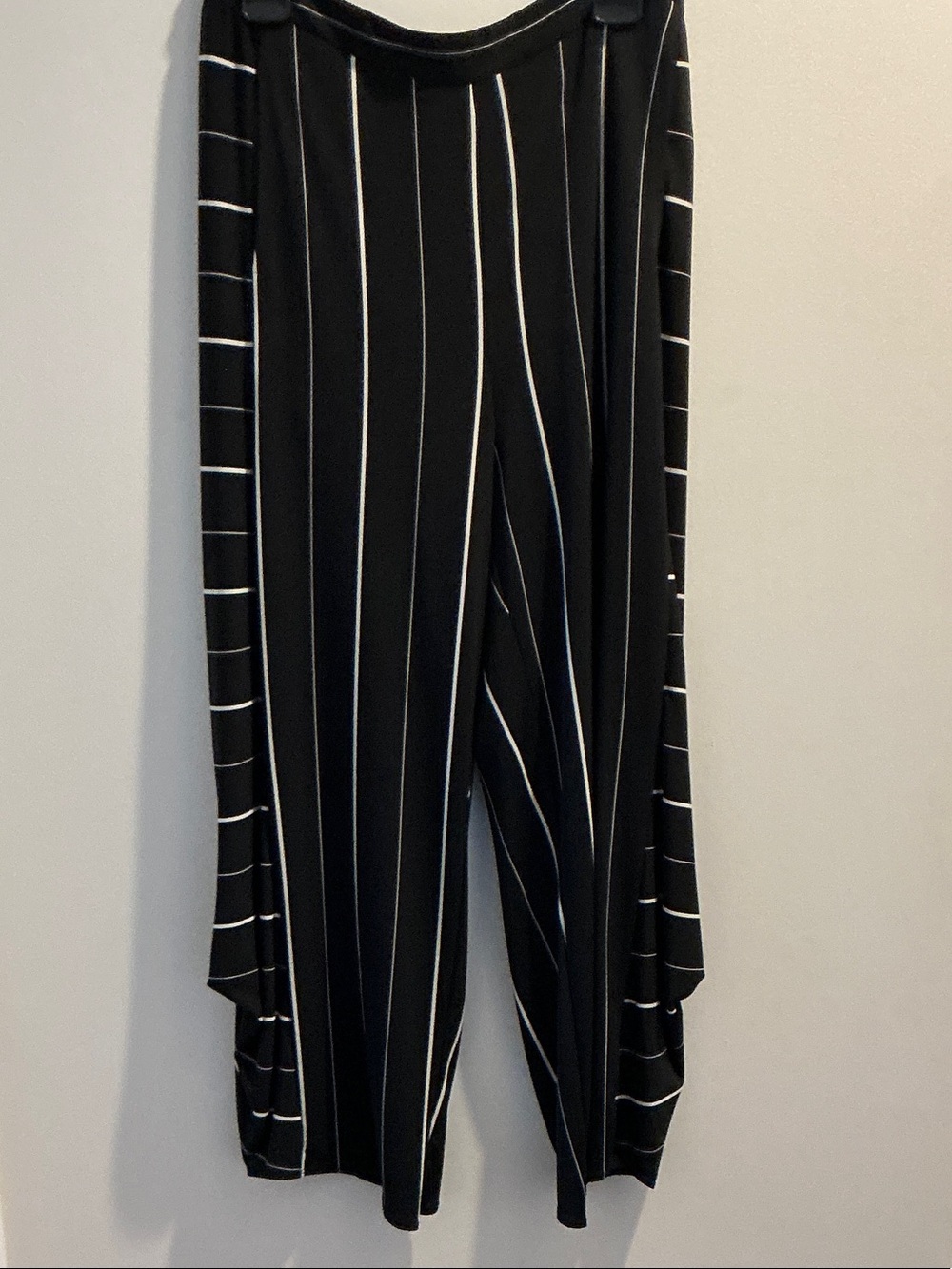 Habitat Black Wide-Leg Pants with White Pinstripes
